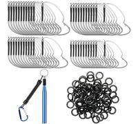 Otoolling 201 Pcs Wacky Worm Tool, 100 Pcs Weedless Rig Fishing Hooks with 100 Piece Silicone O Rings and 1 Piece Wacky Tool with Lanyard for Neko Rig Plastic or Rubber Fishing Worms(1#)