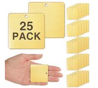 Otoolling 25 Pack Solid Square Brass Tags 2" x 2", Blank Brass Stamping Blanks with Hole, Industrial Identification Tags for Valves & Equipment, Engravable Metal for DIY & Custom Marking