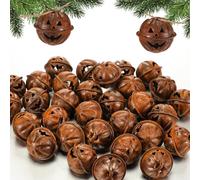 Otoolling 30 Pcs Halloween Pumpkin Rusted Jingle Bells Vintage Rustic Jack-o-Lantern Face Design Rusty Bells for Crafting Halloween Wreath Making Fall DIY Pet Collar Christmas Tree Decor(1.14 Inch)