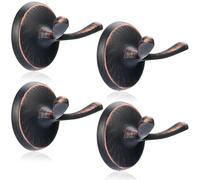 Otoolling 4 Pcs Oil Rubbed Bronze Towel Hooks, Heavy Duty Antique Coat Robe Hook Bathroom Double Hook Wall Mounted, Hand Towel Hooks for Kitchen