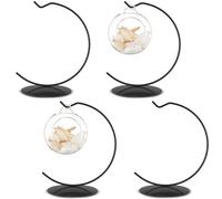 Otoolling 4 Pcs Ornament Display Stand Holder 6 Inch Tall Iron Round Christmas Air Plant Terrariums Holder Hook Crystal Witch Ball Hanging Stand for Glass Ball Christmas Wedding Home Decor (Black)
