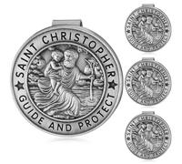 Otoolling 4 Pcs St. Christopher Medal for Car Saint Christopher Visor Clip Car Automotive Accessories for Long Trips Gifts for Friends, Loved Ones, and New/Old Drivers