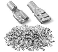 Otoolling 50 Pcs High Temperature Female Non Insulated Spade Connectors, 12-10 Gauge Quick Disconnect, 1/4" Female Tab Wire Splice Connectors for Strong Crimps in Electrical Wire Terminals