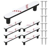 Otoolling 6 Pcs 3.75 Inch Baseball Cabinet Bar Pull Cabinet Handles White Black Handles Kitchen Cupboard Drawer Pulls Wardrobe Hardware