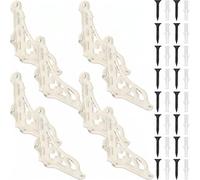Otoolling 8 Pack 4-1/8 x 3-5/8 White Antique Shelf Brackets Decorative L Cast Iron Shelf Bracket Brace Heavy Duty Wall Mounted Floating Rustic Vintage Baroque for Farmhouse DIY