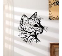 Otoolling Cat Tree Wall Art Silhouette Black Cat Wall Decor Metal Geometric Animal Art for Living Room Above TV Home Decoration, 10.2 x 10 Inch
