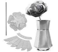 Otoolling Welding Project Kit 1 Eternal Flower and 1 Vase, DIY Metal Welding Practice for Beginner to Master, Tig Artisan Gift Steam Punk Metal Craft Forever Memento(Elegant Style,Rose Style)