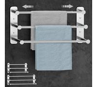 Otoomenz Towel Rail Wall Mounted 3-Tier Towel Rack, SUS 304 Stainless Steel Towel Shelves, Towel Bar Towel Storage 2 Installation Methods Adjustable Towel Holder for Bathroom Kitchen Office(37-70cm)