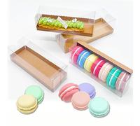 OTOPETE 25PCS Clear PET Plastic Gift Favor Boxes, Chocolate Macaron Gift Boxes with Inserts, for Baking, Wedding Gift Boxes. Candy Cookies, Christmas, Wedding (transparent, 6.3" x 2.2" x1.8" 25Pcs)