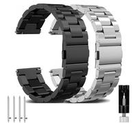 OTOPO Compatible Samsung Galaxy Watch 4/6 Classic Strap 46 mm 47 mm 42 mm 43 mm, Watch 7 6 5 4 FE 40 mm 44 mm, Active 2 Bracelet Metal Women Men, 20 mm Metal Strap, Stainless Steel, Black Silver