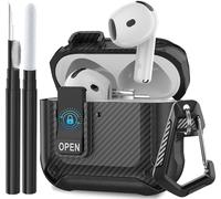 OTOPO Compatible with AirPods 4 Case Cover with Cleaner Kit, Secure Lock Clip Cool Rugged Case for Airpods 4th Generation 2024, Hard TPU Protective Cover for New Airpod 4 Charging Case