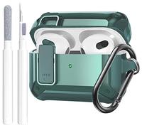 OTOPO for Airpods 3rd Generation Case Cover with Lock Clip, Rugged Case for Airpod 3rd Gen Shockproof Protective Skin with Keychian&Cleaning Kit for Apple iPod 3rd Gen, Green