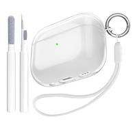 OTOPO for Airpods 4 Case Cover Clear with Cleaner Kit, Soft TPU Transparent Airpods 4th Generation Cover 2024, Clear iPod 4th Gen Case Protective Shell with Carabiner and Nylon Rope for Men Women