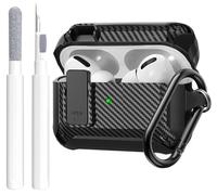 OTOPO for Airpods Pro 2/1 Case Cover with Lock Clip (2019/2022/2023), Rugged Case for Airpod Pro 2nd/1st Generation Shockproof Protective Skin with Keychian&Cleaning Kit for Apple iPod Pro, CF Black