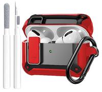 OTOPO for Airpods Pro 2/1 Case Cover with Lock Clip (2019/2022/2023), Rugged Case for Airpod Pro 2nd/1st Generation Shockproof Protective Skin with Keychian&Cleaning Kit for Apple iPod Pro, Red/Black