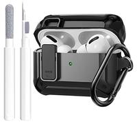 OTOPO for Airpods Pro 2/1 Case Cover with Lock Clip (2019/2022/2023), Rugged Case for Airpod Pro 2nd/1st Generation Shockproof Protective Skin with Keychian&Cleaning Kit for Apple iPod Pro, Black