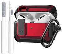 OTOPO for Airpods Pro 2/1 Case Cover with Lock Clip (2019/2022/2023), Rugged Case for Airpod Pro 2nd/1st Generation Shockproof Protective Skin with Keychian&Cleaning Kit for Apple iPod Pro, Black/Red