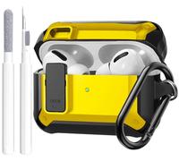 OTOPO for Airpods Pro 2/1 Case Cover with Lock Clip (2019/2022/2023), Rugged Case for Airpod Pro 2nd/1st Generation Protective Skin with Keychian&Cleaning Kit for Apple iPod Pro, Black/Yellow
