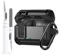 OTOPO for JBL Vibe 200TWS/JBL Vibe Beam Case Cover Lock Clip with Cleaner Kit,Cool JBL Vibe 200TWS Protective Case Cover Men Women with Carabiner Compatible JBL Vibe Beam Charging Case - Black
