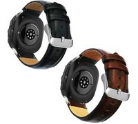 OTOPO Leather Band Compatible Galaxy Watch 8 40mm 44mm/8 Classic 46mm Men Women, No Gaps Genuine Leather Replacement strap with Stainless Steel Buckle for Galaxy Watch 8 Classic Smartwatch 2Pack