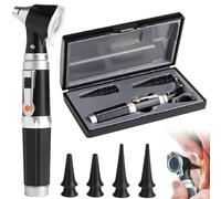Otoscope with Light, Otoscope with Light with 3x Magnification and 4 Speculum Tips Size, 8 Earbuds, Otoscope Set with Hard Plastic Cover for Adults Kids and Pets, Black