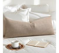 OTOSTAR Linen Throw Pillow Cover Set of 1 Decorative Long Lumbar Pillowcase Rectangle Cushion Cover 14x36 Inch for Home Decor Sofa Bedroom Car 35 x 90CM Light Coffee