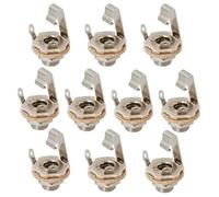 OTOTEC 10pcs 1/4" Guitar Mono Jack 6,35mm Brass Mono Panel Mount Jack Socket with Washer and Nut for Electric Guitar Bass Chrome