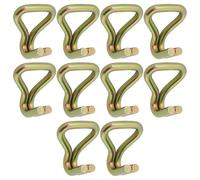 OTOTEC 10Pcs Double Pointed Hook Tightener Hook Tie Down Strap Tensioner Hook Cargo Securing J-Hook for 25mm Wide Strap 50x30x15mm Gold