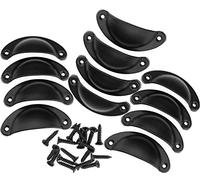 OTOTEC 12 X Drawer Half Moon Shell Pull Handles Retro Kitchen Cupboard Door Black
