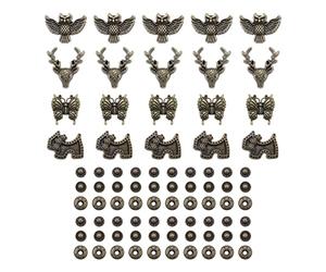 OTOTEC 20 Sets Snap Buttons 4 Animal Patterns Deer Head Small Dog Owl Butterfly Snap Fasteners Press Studs Cap for Leather Craft DIY Jacket Bag Clothes Fabric Bronze