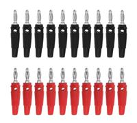 OTOTEC 20PCS 4mm Speaker Banana Plugs 5-10A 12V 53.6x10.3mm Max. Cable Diameter 3.5mm Speaker Cable Connectors Plugs for Testing in Schools Homes Laboratories (10 Red + 10 Black)