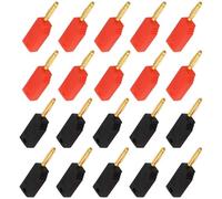 OTOTEC 20x 2mm Pure Copper Gold-Plated Banana Plugs Stackable 30Vac-60Vdc Max 10A for Electrical Testing, Red & Black
