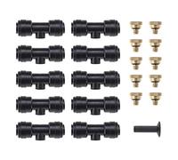 OTOTEC 21 Pcs Water Misting Nozzles Sprinkler Set 10x Slip-Lock Mister Nozzle 10x Thread 10/24 UNC Tees & 1x Plug Cooling System for Greenhouses Garden