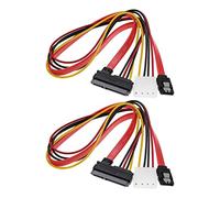 OTOTEC 2Pcs SATA Data Power 2-in-1 Cable 22Pin(7+15) SATA Male to Female Data and Power Combo Extension Cable Accessories for Hard Drive Motherboard PC Case Modding