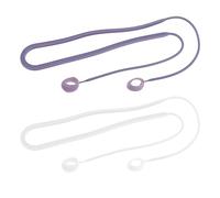 OTOTEC 2PCS Silicone Anti-Loss Straps Compatible with Samsung Galaxy Buds 2 Bluetooth Earphone Soft Neck Rope Cord Sport Lanyard 40cm Length (White & Purple)