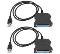 OTOTEC 2Pcs USB to 25PIN DB25 Parallel Printer Cable Adapter 80cm for Printer Computer Black