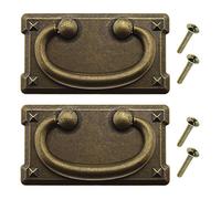 OTOTEC 2Pcs Vintage Rectangle Pull Handles Antique Bronze Zinc Alloy for Furniture Cupboard Drawer Cabinet Wardrobe with Mounting Screws