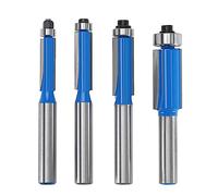 OTOTEC 4PCS Flush Trim Router Bit Set with 8mm Shank 1/4 Inch 5/16 Inch 3/8 Inch 1/2 Inch Milling Cutter Tool for Woodworking Edge Grinding Trimming Slotting
