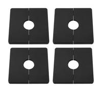 OTOTEC 4PCS Wall Split Flange Aperture 22mm ABS 85.5mm Self-Adhesive Square Shaped Escutcheon Plates for Fixed Shower Head, Standard 1/2 Inch Pipes, Black