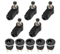 OTOTEC 5 Sets DC Panel Mount Socket Right Angle Plug 5.5x2.1mm Barrel Connector Kit for Radios