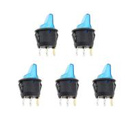 OTOTEC 5PCS Blue LED 3-Pin Long-Handle Rocker Switch Round On-Off Rocker Toggle Switch 12V10A Suitable For Car Truck Ship Modification Switch
