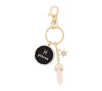 OTOTEC Key Chain Gold Key Ring with Clip for Your Lover/Boyfriend/Girlfriend/Best Friends Friendship Birthday Gift Zodiac Sign and Gemstone Keychain Pisces