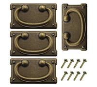 OTOTEC Retro Rectangle Pull Handles with Screws for Furniture Cupboard Drawer Cabinet Bookcase Wardrobe Antique Bronze Zinc Alloy 4Pcs