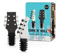 OTOTO Cork n' Roll Wine Stoppers - Set of 2, Bass & Guitar Shaped, Fun and Functional Wine Bottle Corks