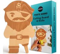 OTOTO Cutting Board Wooden & Plastic Cutting Boards for Kitchen, Fun & Spooky Kitchen Gadgets, Housewarming & Goth Gifts, Dishwasher Safe (Pirate, Wood)