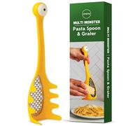 OTOTO Multi Monster 2-in-1 Cheese Grater & Spaghetti Spoon - Grater & Ladle for Serving - Yellow, Stainless Steel, One Size