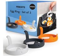 OTOTO PanCats Egg Ring Set of 3 - Silicone Egg Rings for Frying Eggs, Non Stick Fried Egg Cooker Ring, Cat Gifts for Cat Lovers, Cute Funny Kitchen Accessories Gadgets (Multicolor)