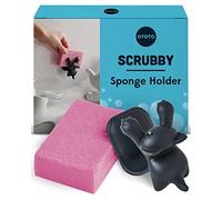 OTOTO Scrubby Sponge Holder for Kitchen Sink - Gray Cat Kitchen Sponge Holder - Dishwasher Safe Dish Sponge Organizer- Rust-Free - 3.9x3.1x3.9 inches