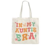 OTOUO Great Grandma Mom Aunt Canvas Tote Bag, New Nana Auntie Gifts from Grandkids Daughters Sons,In My Mom Era Gifts, In My Auntie Era, One Size