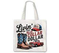 OTOUO Western Patriotic Tote Bag, Western Cowgirl Gifts Canvas Tote Bag for Women, Vintage Truck Cowboy Boots American Flag Reusable Grocery Shopping Bags